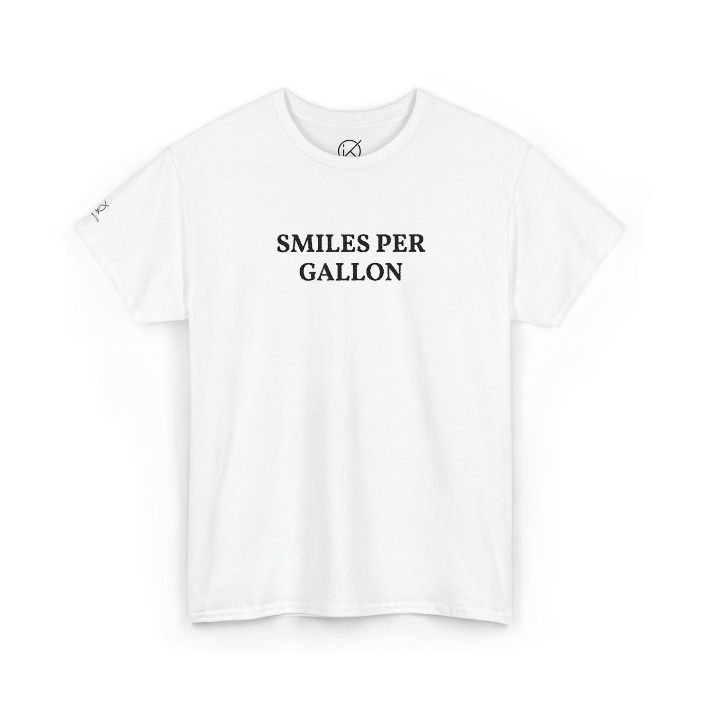 KickinitwithQ Smiles Per Gallon Embroidery T-Shirt
