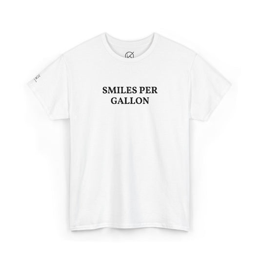 KickinitwithQ Smiles Per Gallon Embroidery T-Shirt