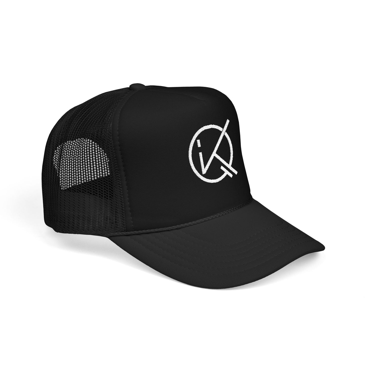 KickinitwithQ Embroidery Logo Trucker Hat Black