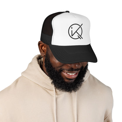 KickinitwithQ Embroidery Logo Trucker Hat Black & White