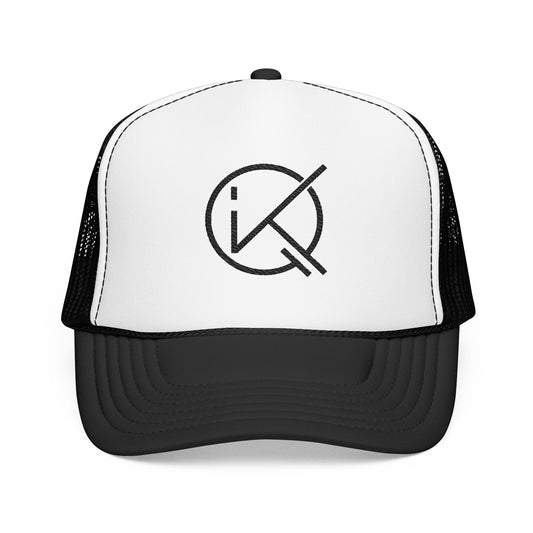 KickinitwithQ Embroidery Logo Trucker Hat Black & White
