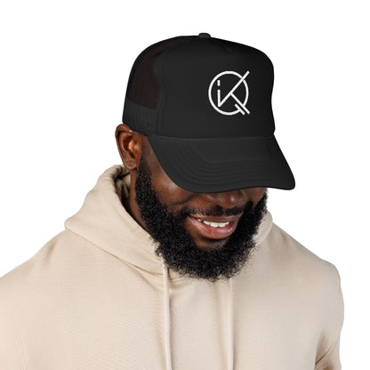 KickinitwithQ Embroidery Logo Trucker Hat Black