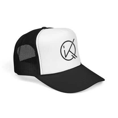 KickinitwithQ Embroidery Logo Trucker Hat Black & White
