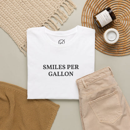 KickinitwithQ Smiles Per Gallon Embroidery T-Shirt